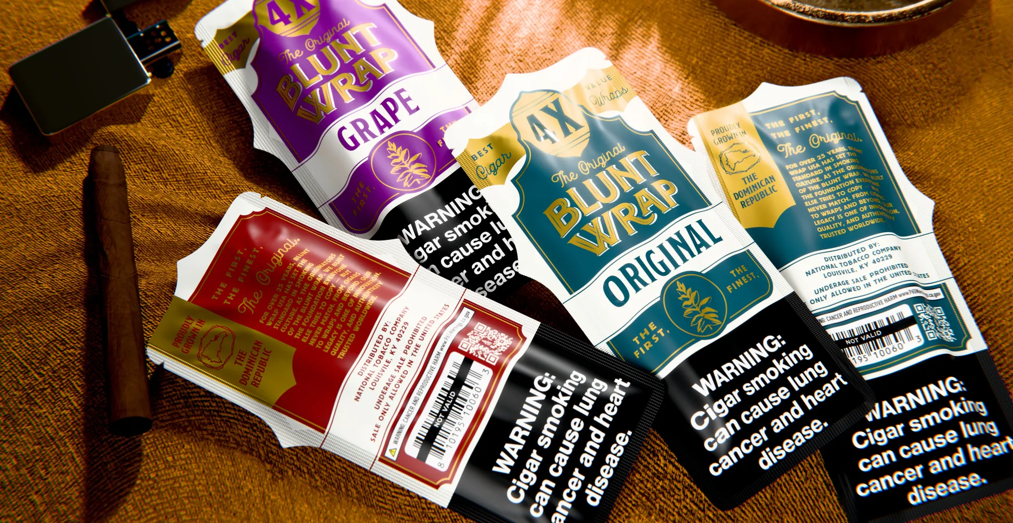 4X Original, Sweet and Grape packs, front and back